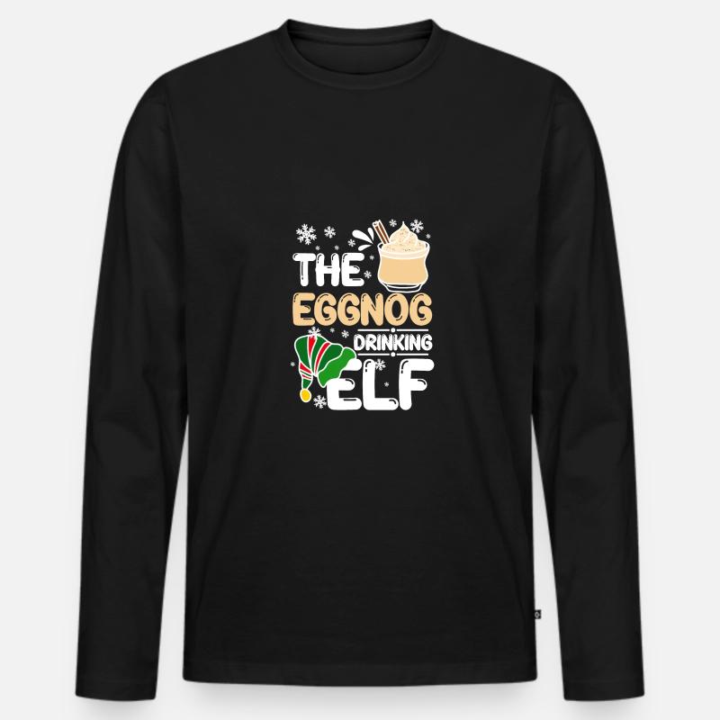 The eggnog drinking elf - Männer Premium Bio Langarmshirt - Schwarz