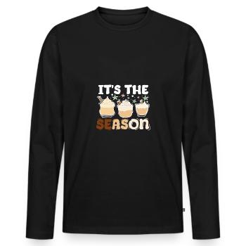 It's the season eggnog - Men's Premium Organic Long Sleeve Shirt - black - Front - Nico (187cm)