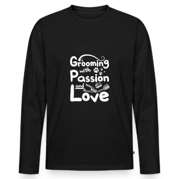 Pet grooming with passion and love - Men's Premium Organic Long Sleeve Shirt - black - Front - Nico (187cm)