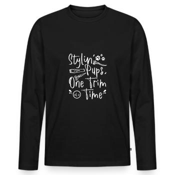 Styling dogs pups one trim at a time, pet groomer - Männer Premium Bio Langarmshirt - Schwarz - Vorne - Nico (187cm)