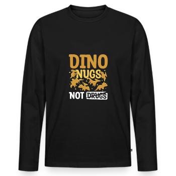 Dino Nugget de poulet Dino Nugs Pas de Drogue - T-shirt manches longues Premium bio Homme - noir - Devant - Nico (187cm)