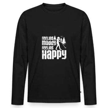 Se sentir boueux, se sentir heureux, pêche sale - T-shirt manches longues Premium bio Homme - noir - Devant - Nico (187cm)