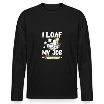 Baking bread I loaf my job baker - Männer Premium Bio Langarmshirt - Schwarz - Vorne - Nico (187cm)