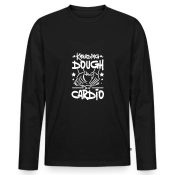 Baking bread kneading dough is my cardio - Männer Premium Bio Langarmshirt - Schwarz - Vorne - Nico (187cm)