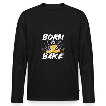 Baking bread born to bake - Männer Premium Bio Langarmshirt - Schwarz - Vorne - Nico (187cm)