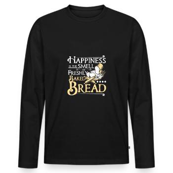 Happiness is the smell of baked bread - Männer Premium Bio Langarmshirt - Schwarz - Vorne - Nico (187cm)