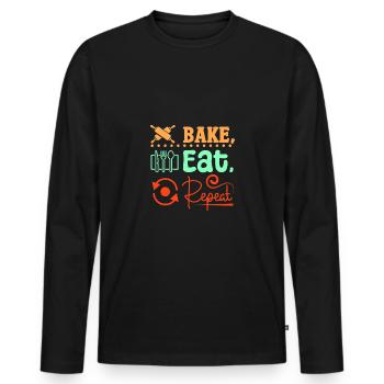 Baking bread eat repeat - Men's Premium Organic Long Sleeve Shirt - black - Front - Nico (187cm)