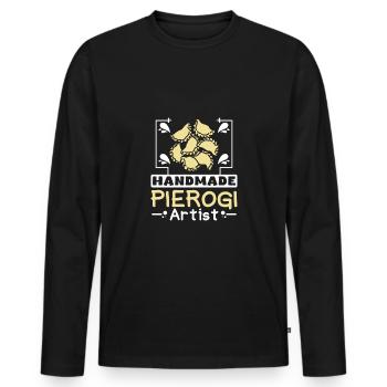 Handmade pierogi artist - Männer Premium Bio Langarmshirt - Schwarz - Vorne - Nico (187cm)