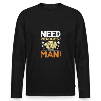 Pierogi making, Need pierogi? I'm your man! - Men's Premium Organic Long Sleeve Shirt - black - Front - Nico (187cm)