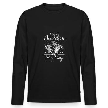 Playing accordion makes my day - Men's Premium Organic Long Sleeve Shirt - black - Front - Nico (187cm)