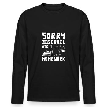 Sorry my gerbil ate my homework - Men's Premium Organic Long Sleeve Shirt - black - Front - Nico (187cm)