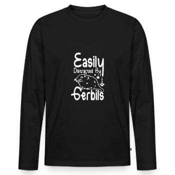 Easily distracted by gerbils - Men's Premium Organic Long Sleeve Shirt - black - Front - Nico (187cm)
