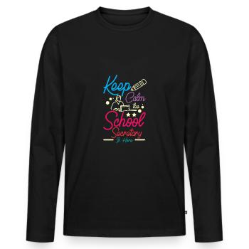 Restez calme, le secrétariat de l’école est là - T-shirt manches longues Premium bio Homme - noir - Devant - Nico (187cm)