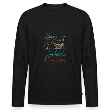 Bonne dernière rentrée scolaire, secrétaire de l’école - T-shirt manches longues Premium bio Homme - noir - Devant - Nico (187cm)