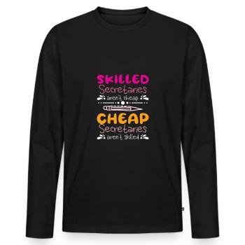 Drôle de secrétaire d’école qualifiée ne sont pas bon marché - T-shirt manches longues Premium bio Homme - noir - Devant - Nico (187cm)