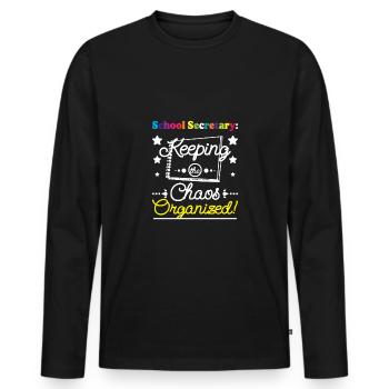 La secrétaire de l’école maintient le chaos organisé - T-shirt manches longues Premium bio Homme - noir - Devant - Nico (187cm)
