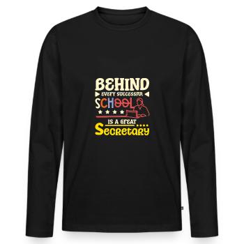 Derrière chaque école, il y a une grande secrétaire - T-shirt manches longues Premium bio Homme - noir - Devant - Nico (187cm)