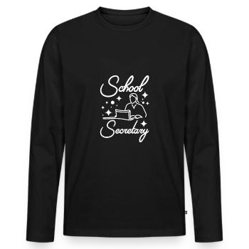 Dessiné Secrétaire D’école Front Office Fille - T-shirt manches longues Premium bio Homme - noir - Devant - Nico (187cm)