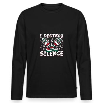 Maracas player I destroy silence - Men's Premium Organic Long Sleeve Shirt - black - Front - Nico (187cm)