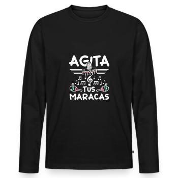 Mexican Agita tus Maracas - Men's Premium Organic Long Sleeve Shirt - black - Front - Nico (187cm)