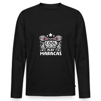 Cool people play maracas - Men's Premium Organic Long Sleeve Shirt - black - Front - Nico (187cm)
