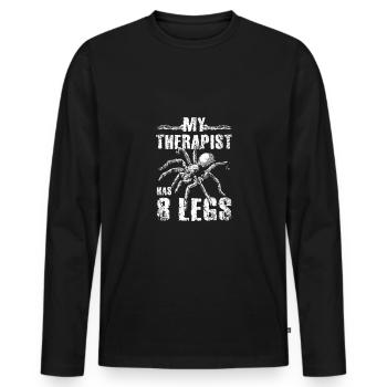 My therapist has 8 legs Tarantula - Men's Premium Organic Long Sleeve Shirt - black - Front - Nico (187cm)
