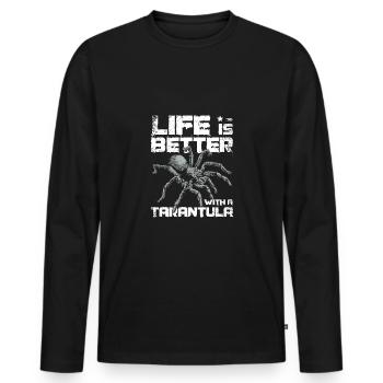 La vie est plus belle avec une tarentule - T-shirt manches longues Premium bio Homme - noir - Devant - Nico (187cm)