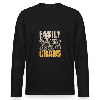 Easily distracted by crabs - Men's Premium Organic Long Sleeve Shirt - black - Front - Nico (187cm)