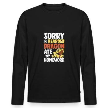 Sorry my bearded dragon ate my homework - Men's Premium Organic Long Sleeve Shirt - black - Front - Nico (187cm)