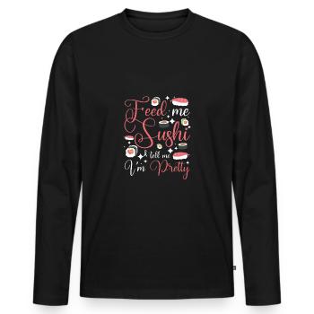 Feed me sushi & tell me I'm pretty - Männer Premium Bio Langarmshirt - Schwarz - Vorne - Nico (187cm)