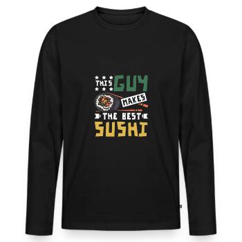 This guy makes the best sushi - Männer Premium Bio Langarmshirt - Schwarz - Vorne - Nico (187cm)