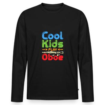 Pour les enfants Les enfants cool jouent au hautbois - T-shirt manches longues Premium bio Homme - noir - Devant - Nico (187cm)
