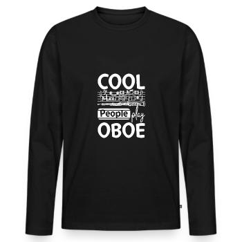 Des gens cool jouent du hautbois - T-shirt manches longues Premium bio Homme - noir - Devant - Nico (187cm)