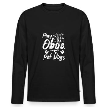 Propriétaire de chien Jouer hautbois chiens de compagnie - T-shirt manches longues Premium bio Homme - noir - Devant - Nico (187cm)