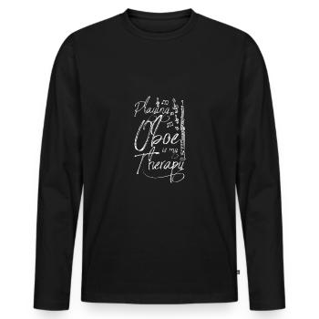 Jouer du hautbois, c’est ma thérapie - T-shirt manches longues Premium bio Homme - noir - Devant - Nico (187cm)