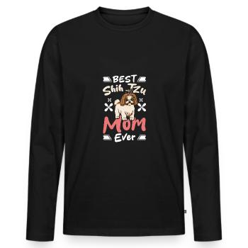 Best Shih Tzu Mom Ever - Männer Premium Bio Langarmshirt - Schwarz - Vorne - Nico (187cm)