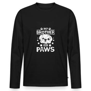Mon frère Shih Tzu a des pattes - T-shirt manches longues Premium bio Homme - noir - Devant - Nico (187cm)