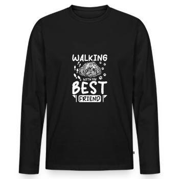 Walking with my Shih Tzu best friend - Männer Premium Bio Langarmshirt - Schwarz - Vorne - Nico (187cm)