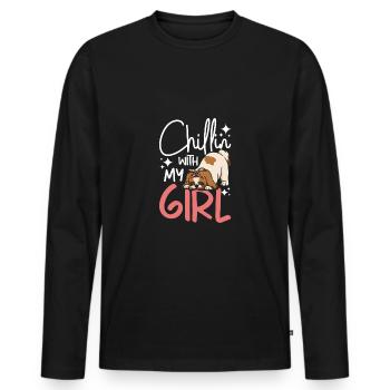 Chillin avec ma fille Shih Tzu - T-shirt manches longues Premium bio Homme - noir - Devant - Nico (187cm)