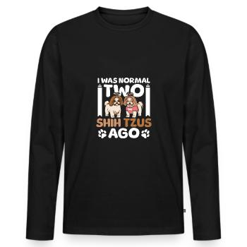 I was normal two shih tzus ago - Männer Premium Bio Langarmshirt - Schwarz - Vorne - Nico (187cm)