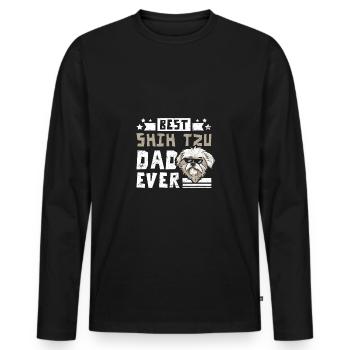 Fathers day Best shih tzu dad ever - Männer Premium Bio Langarmshirt - Schwarz - Vorne - Nico (187cm)