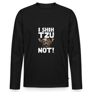 Je ne shih tzu pas ! - T-shirt manches longues Premium bio Homme - noir - Devant - Nico (187cm)