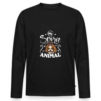 Shih tzu est mon animal spirituel - T-shirt manches longues Premium bio Homme - noir - Devant - Nico (187cm)