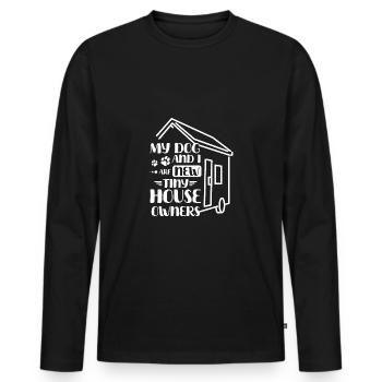 Mon chien et moi sommes de nouveaux propriétaires de tiny house - T-shirt manches longues Premium bio Homme - noir - Devant - Nico (187cm)