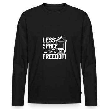 Tiny house, moins d’espace, plus de liberté - T-shirt manches longues Premium bio Homme - noir - Devant - Nico (187cm)