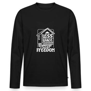 Tiny house, moins d’espace, plus de liberté - T-shirt manches longues Premium bio Homme - noir - Devant - Nico (187cm)
