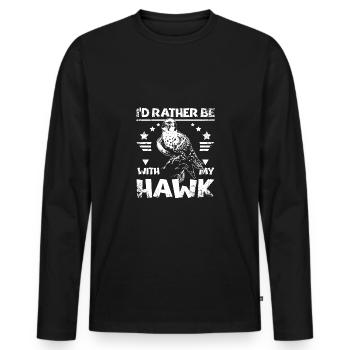 Falconer I'd rather be with my hawk - Men's Premium Organic Long Sleeve Shirt - black - Front - Nico (187cm)