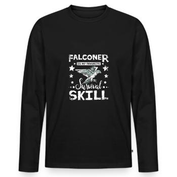 Falconer is my favorite survival skill - Men's Premium Organic Long Sleeve Shirt - black - Front - Nico (187cm)