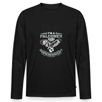 I'm a falconer what's your superpower - Men's Premium Organic Long Sleeve Shirt - black - Front - Nico (187cm)