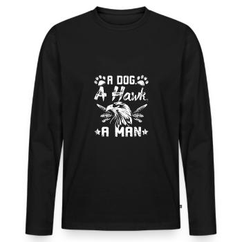 Hunting A dog a hawk a man falconer - Men's Premium Organic Long Sleeve Shirt - black - Front - Nico (187cm)